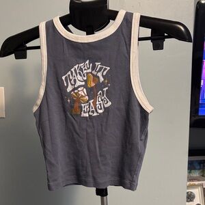 Hollister Navy Blue Tank Top with White Accents